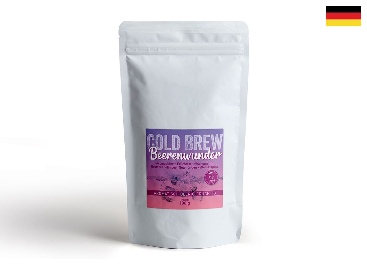 Cold Brew Früchteteemischung Beerenwunder Brombeer-Himbeer-Note 100 g, Sommer