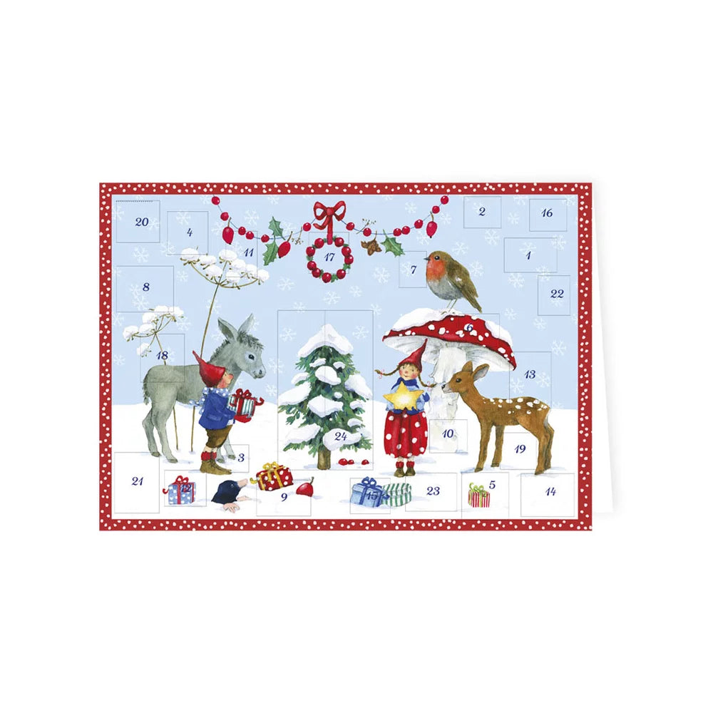 Adventskalender-Doppelkarte mit Pippa und Pelle