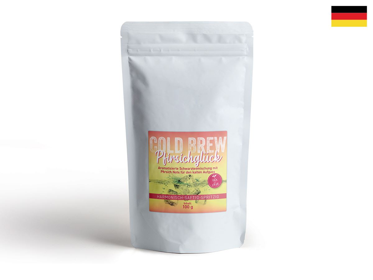 Cold Brew Schwarzteemischung Pfirsichglück Pfirsich-Note 100 g