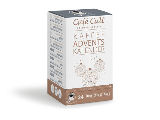 Kaffee-Adventskalender „Geo Kugel“ mit 24 Kaffee DripBags einzeln im Sachet verpackt