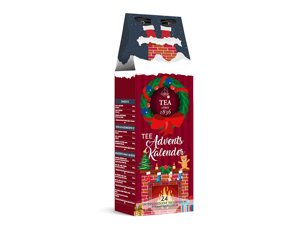Tee-Adventskalender „Kamin Klassisch“ mit 24 Pyramidenbeuteln
