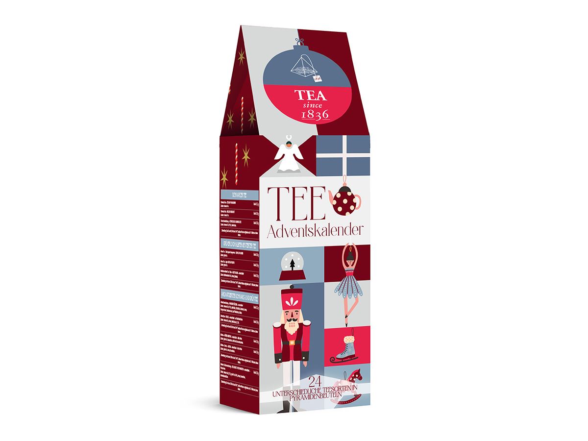 Tee-Adventskalender „Nussknacker rot“ mit 24 Pyramidenbeuteln