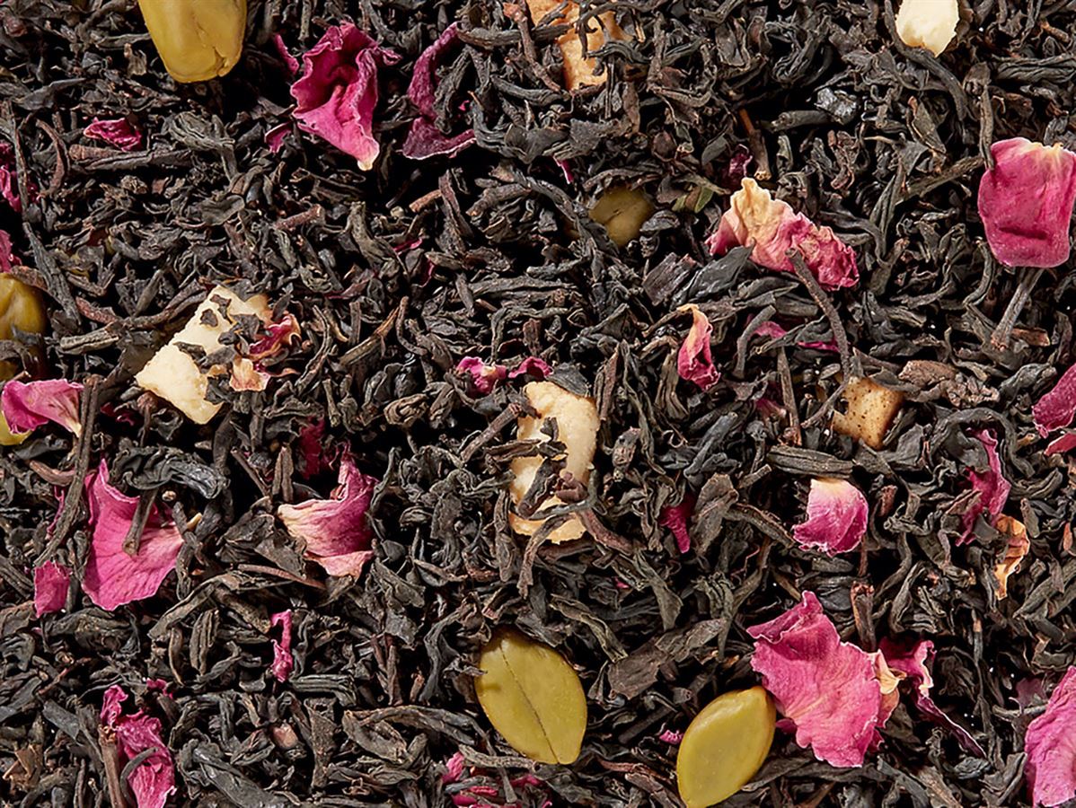 Schwarzteemischung Pistazie/Marzipan aromatisiert