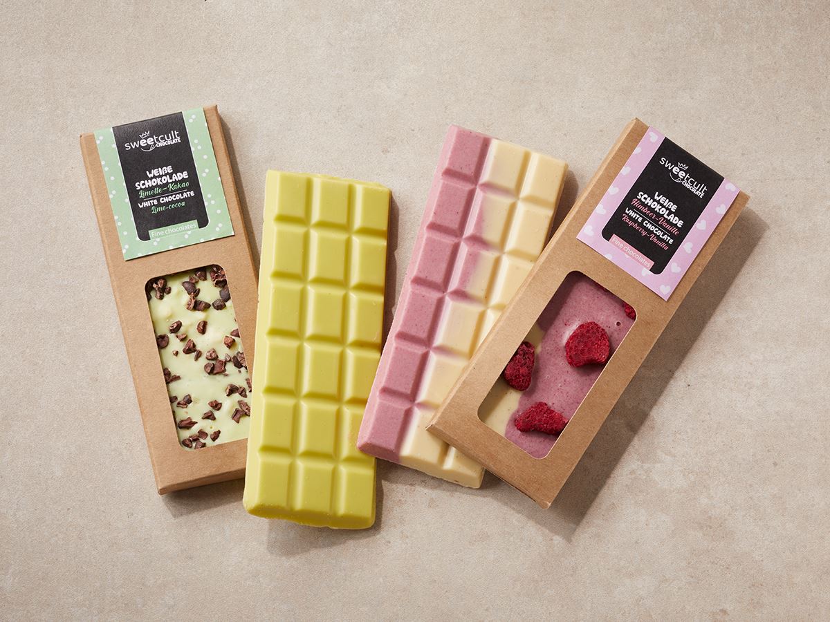 Schokoladentafel handgefertigt Limette-Kakao / Himbeer-Vanille 50 g