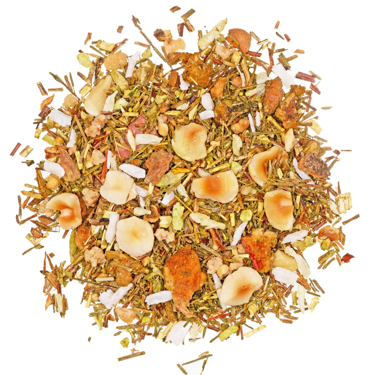 Matcha Haselnuss Grüner Rooibos Kräutertee mit Grüntee und Fruchtstücken