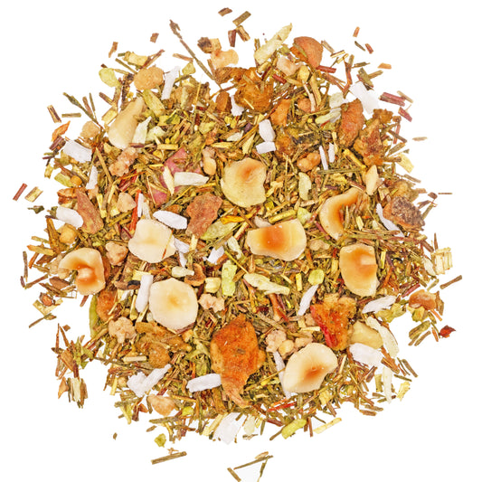 Matcha Haselnuss Grüner Rooibos Kräutertee mit Grüntee und Fruchtstücken