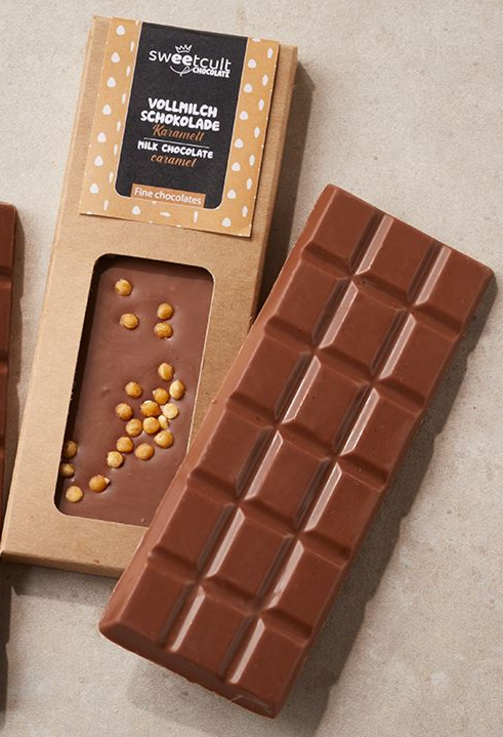 Schokoladentafel handgefertigt Vollmilch-Espresso / Vollmilch gesalzenes Karamell 50 g