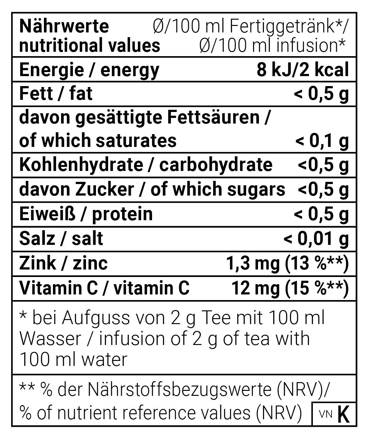 Abwehr Stark natürlich mit Vitamin C & Zink Kräutertee