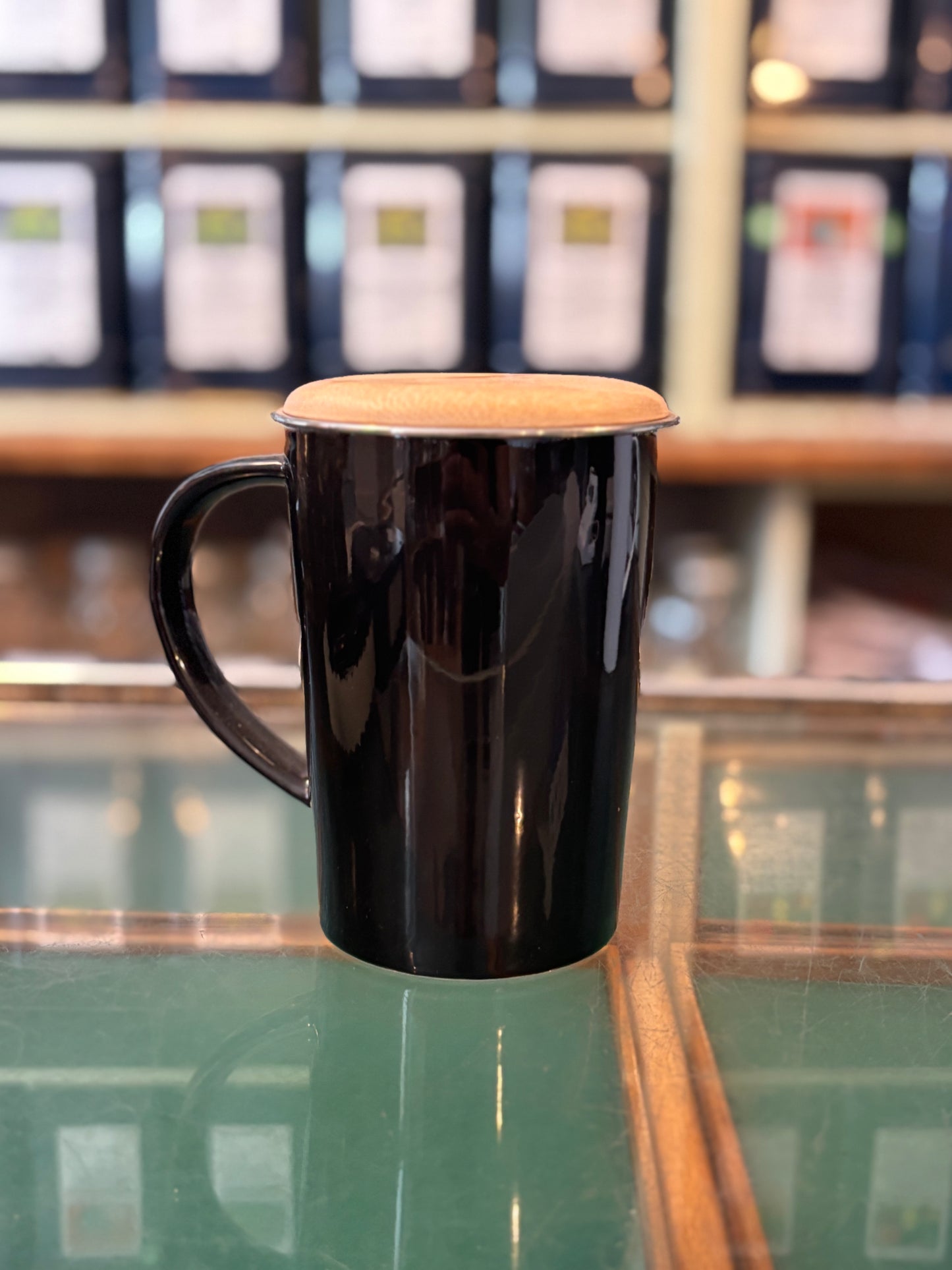 Porzellanbecher schwarz 400ml +Deckel+Filter