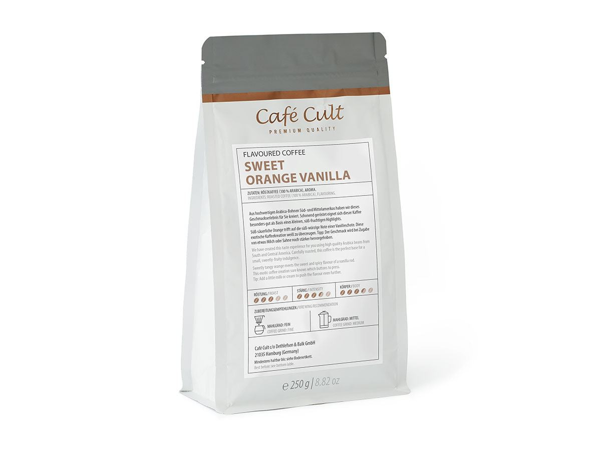 Kaffee „Sweet Orange Vanille“ 250 g, ganze Bohne aromatisiert
