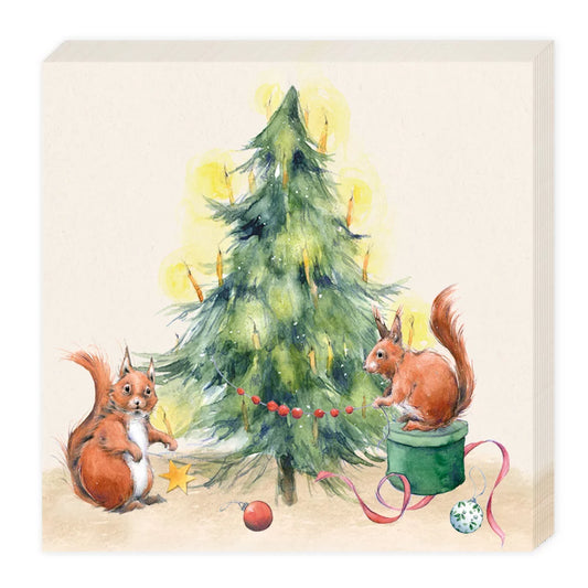 Cocktailserviette Weihnachten mit Eichhörnchen