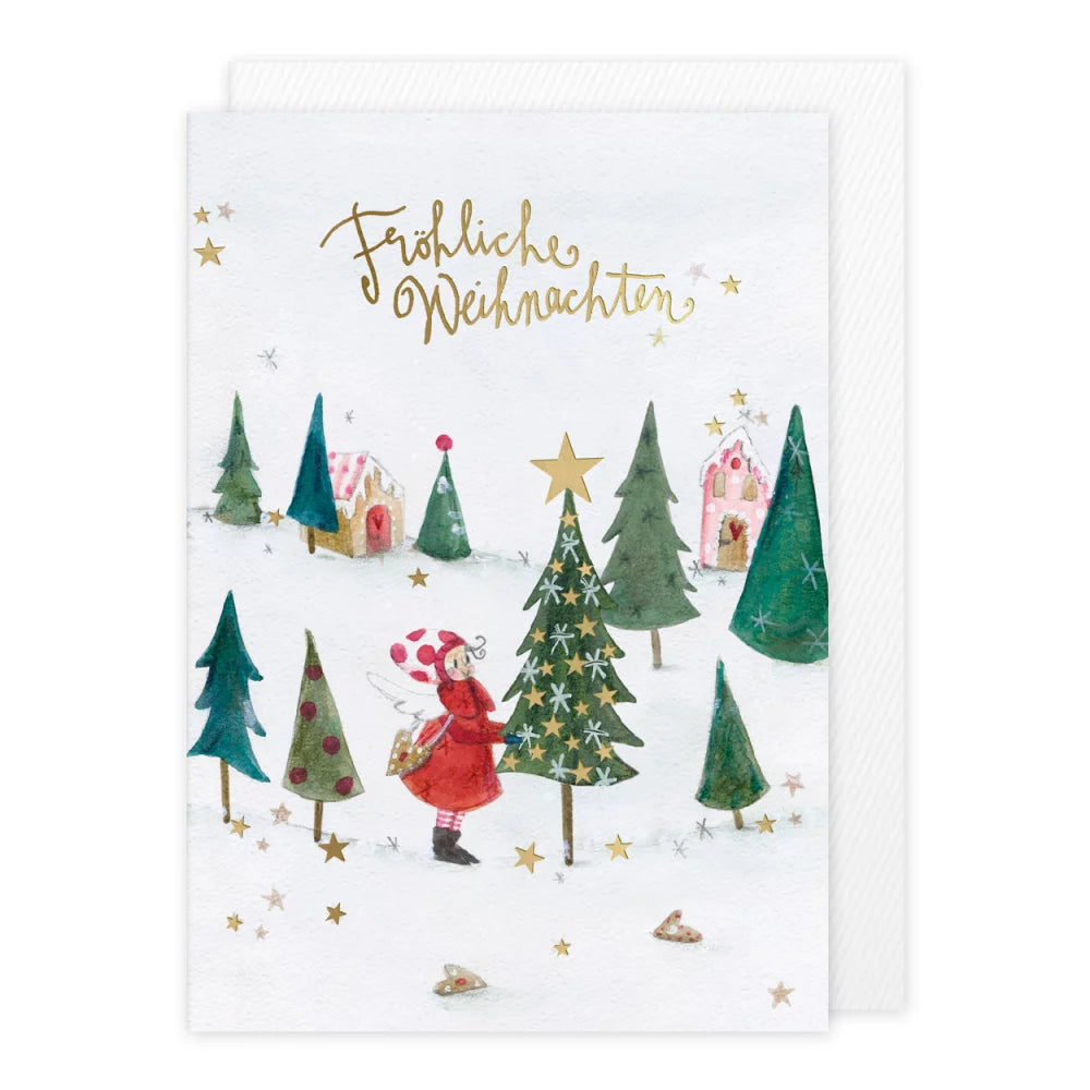 Klappkarte Weihnachtsbäume im Schnee